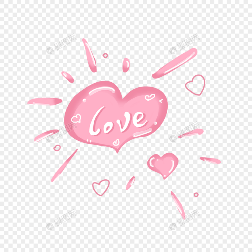 卡通风格粉色甜蜜情人节可爱的心跳动的心图片