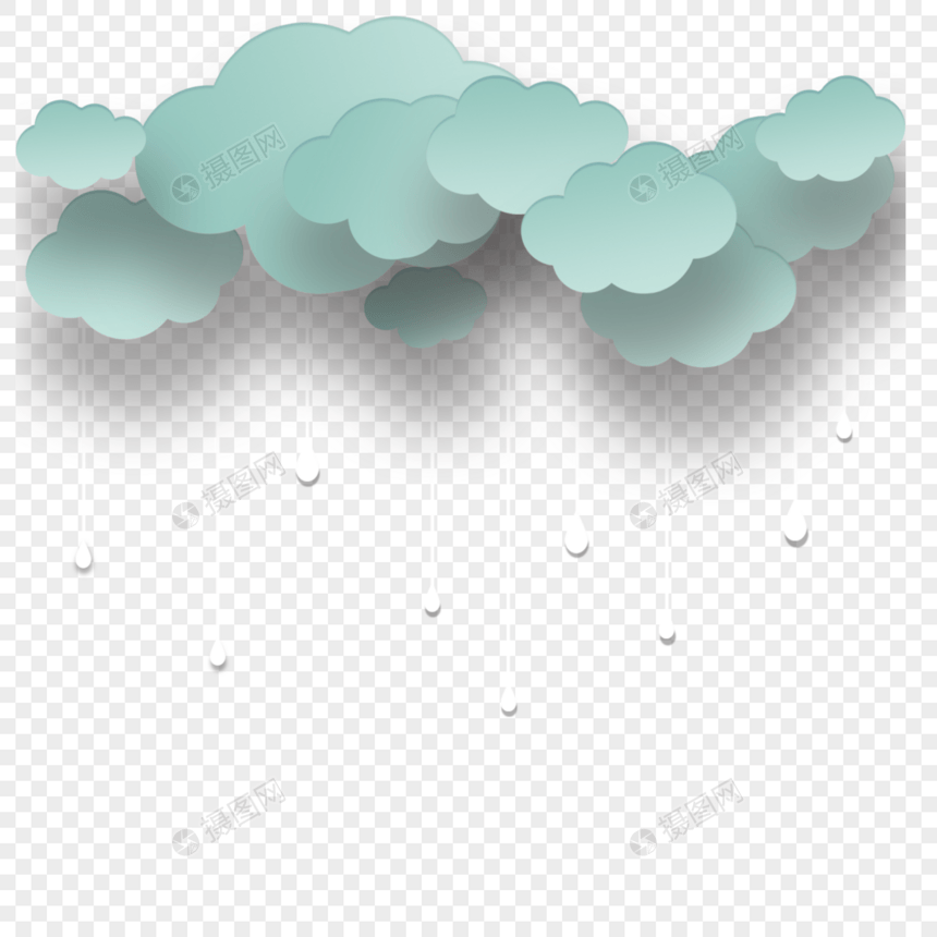 剪纸下雨天气渐变云朵图片