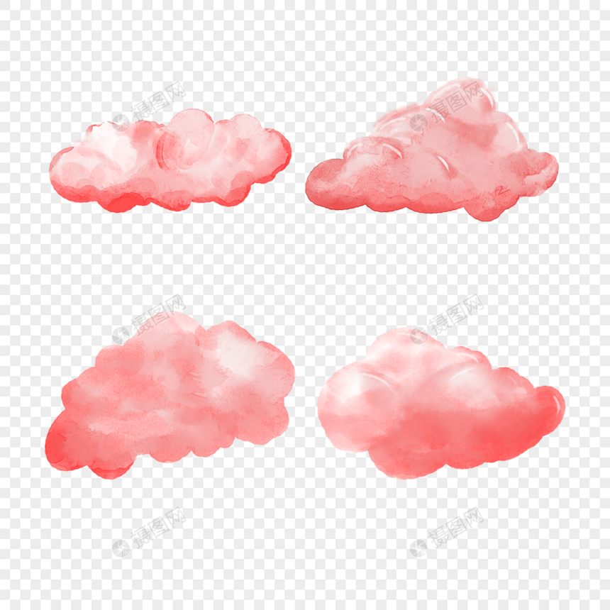 红色水彩云朵图片