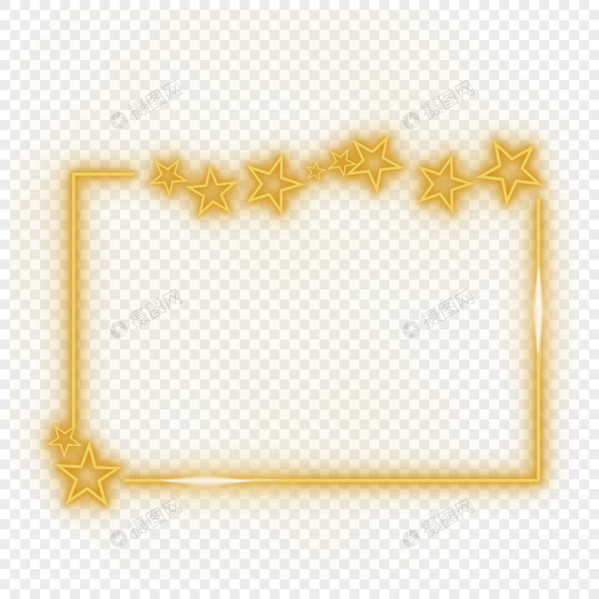 金色光效星星横向长方形边框图片