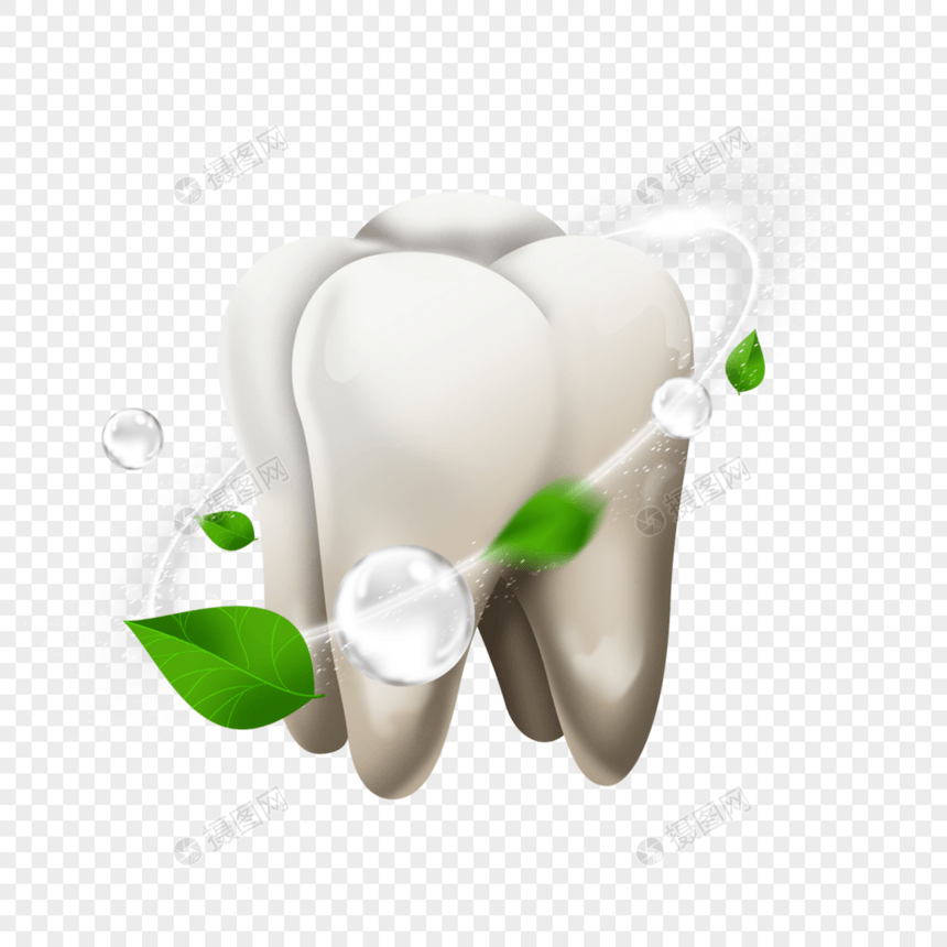 绿叶环绕光效牙齿健康图片