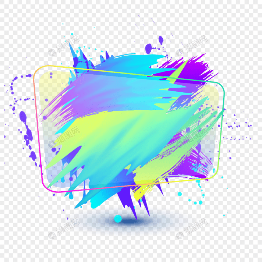 彩色喷溅笔刷抽象促销倾斜梯形边框图片