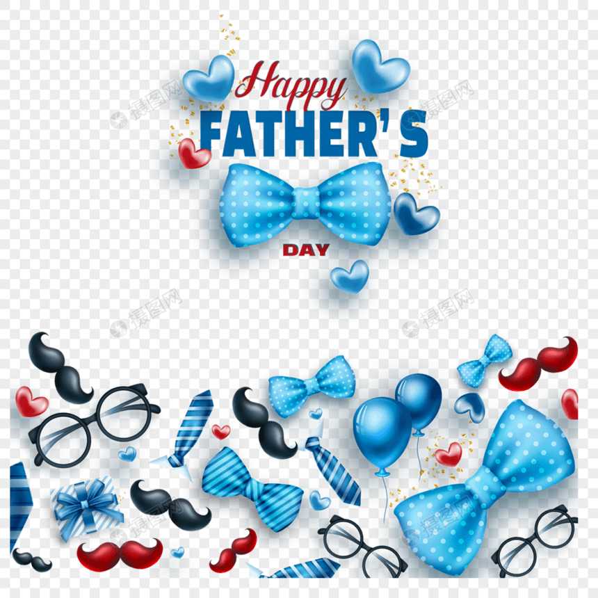 蓝色质感立体领结父亲节快乐图片