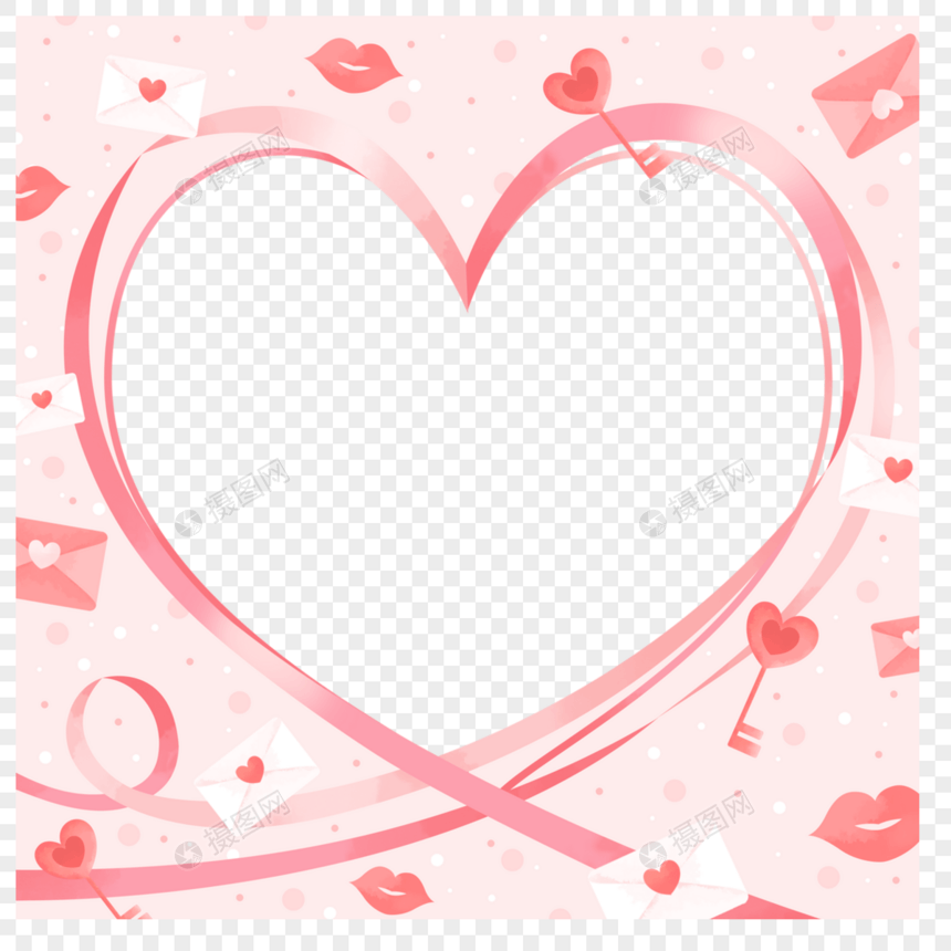浪漫可爱粉红白人节边框图片