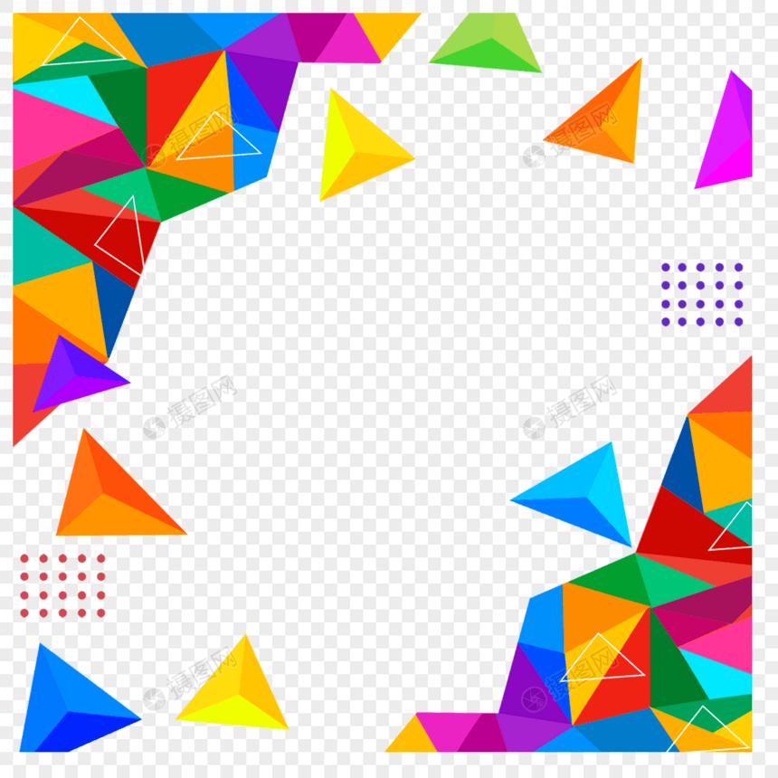 彩色几何抽象边框三角形彩色图形图片