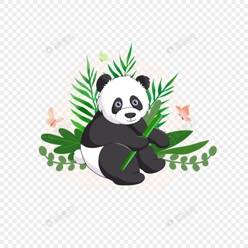 夏季植物熊猫动物图片