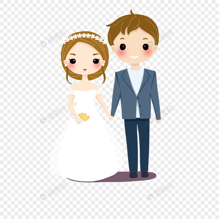 婚礼卡通双人西装图片