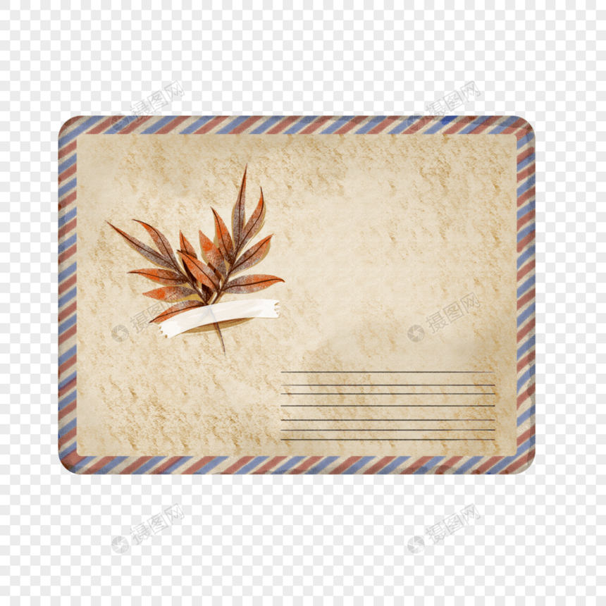 枫叶水彩复古信封图片