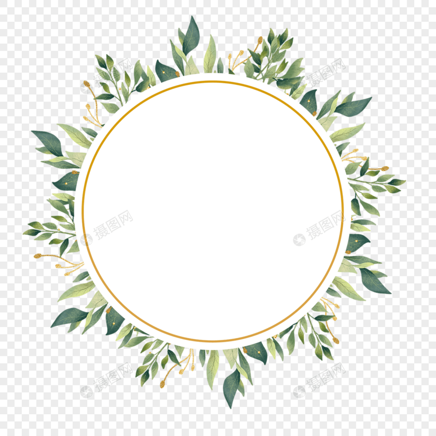 婚礼金枝树叶圆形边框图片