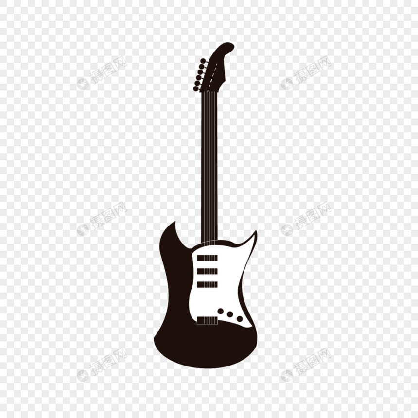 线稿音乐器材卡通黑色电吉他图片