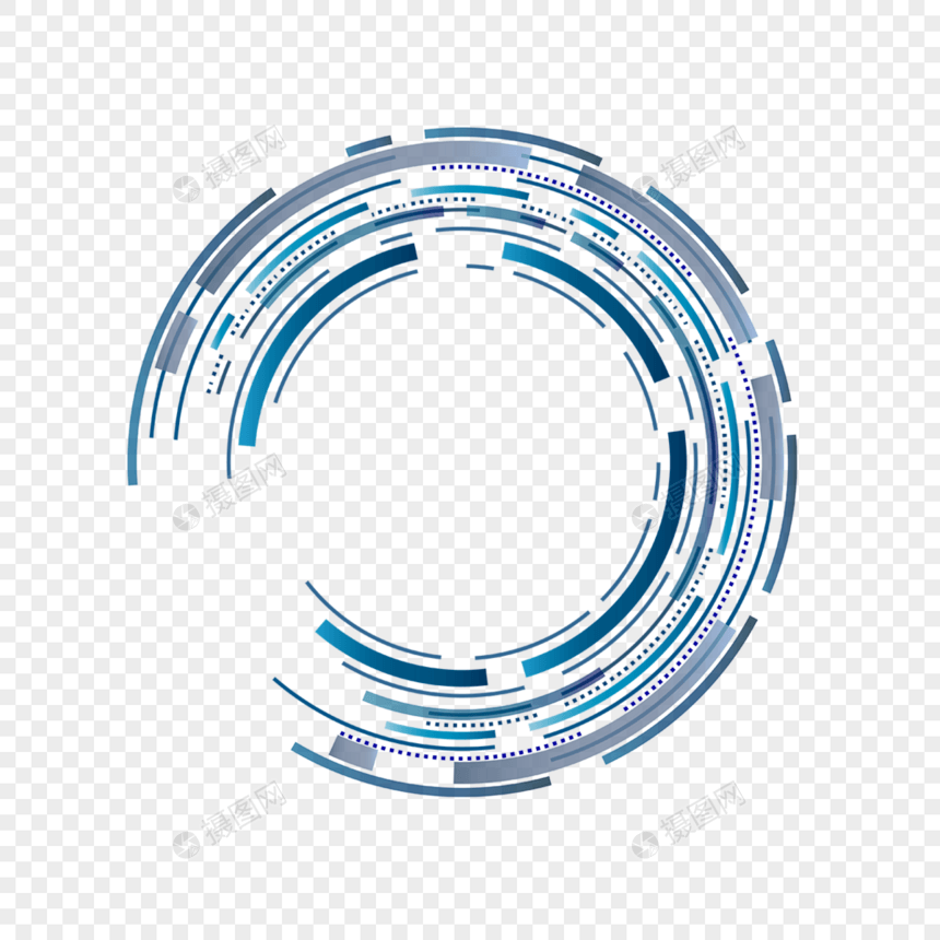 蓝色线条圆点圆形科技边框图片
