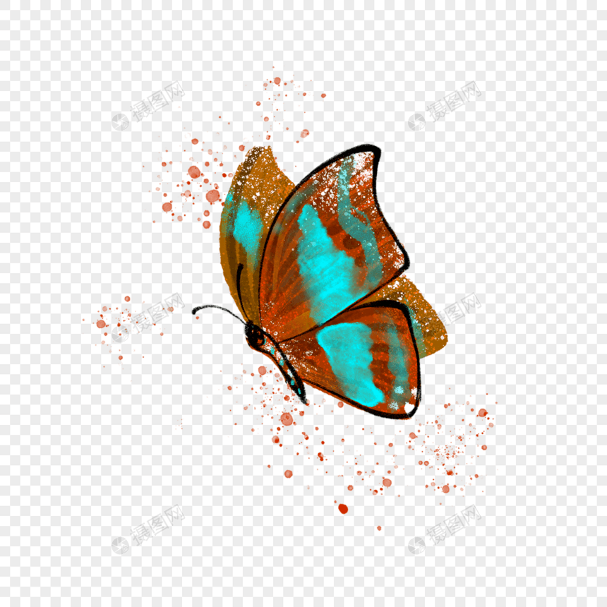 水彩昆虫飞舞的蝴蝶图片