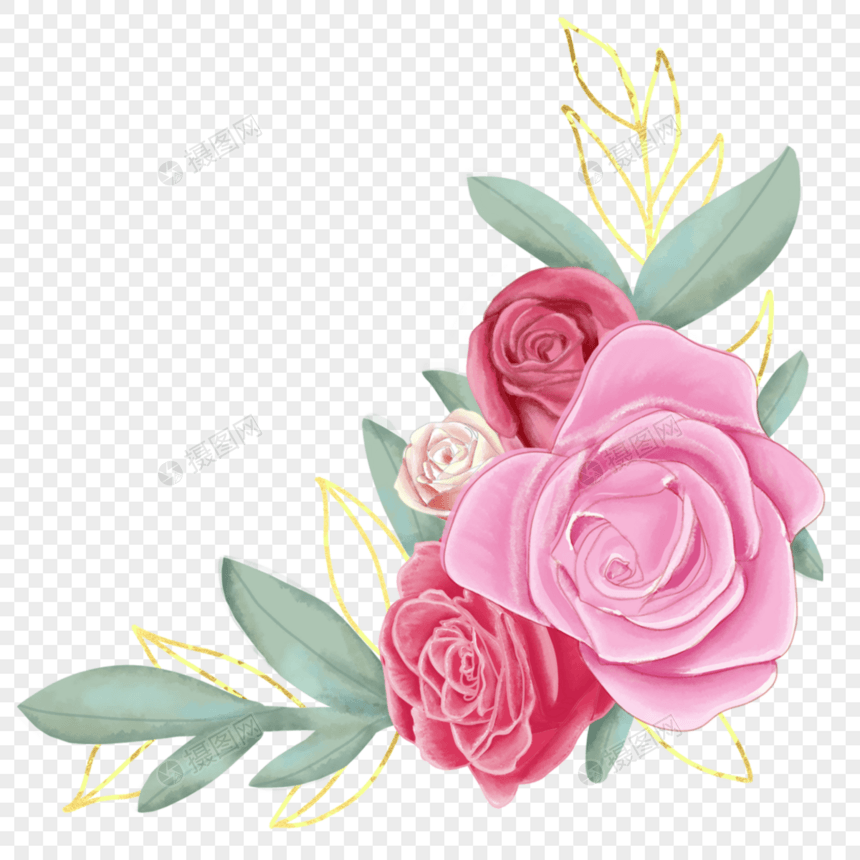 水彩大玫瑰花卉淡雅图片