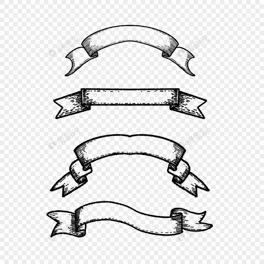 白色背景上的复古黑色丝带图片