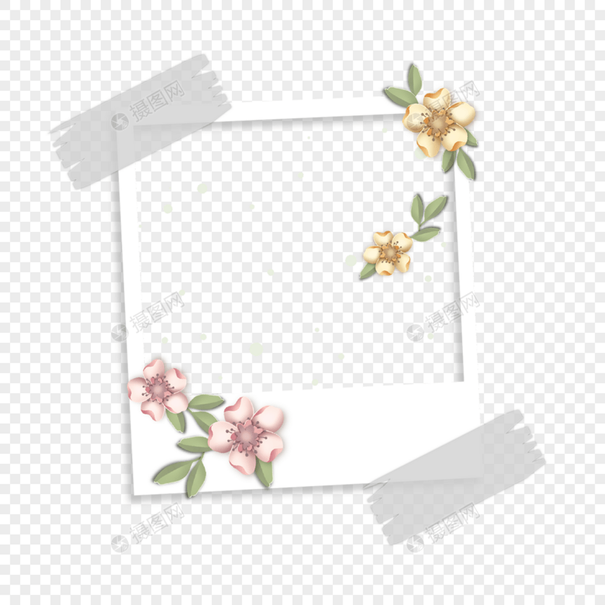 剪纸花卉宝丽来温柔相框图片