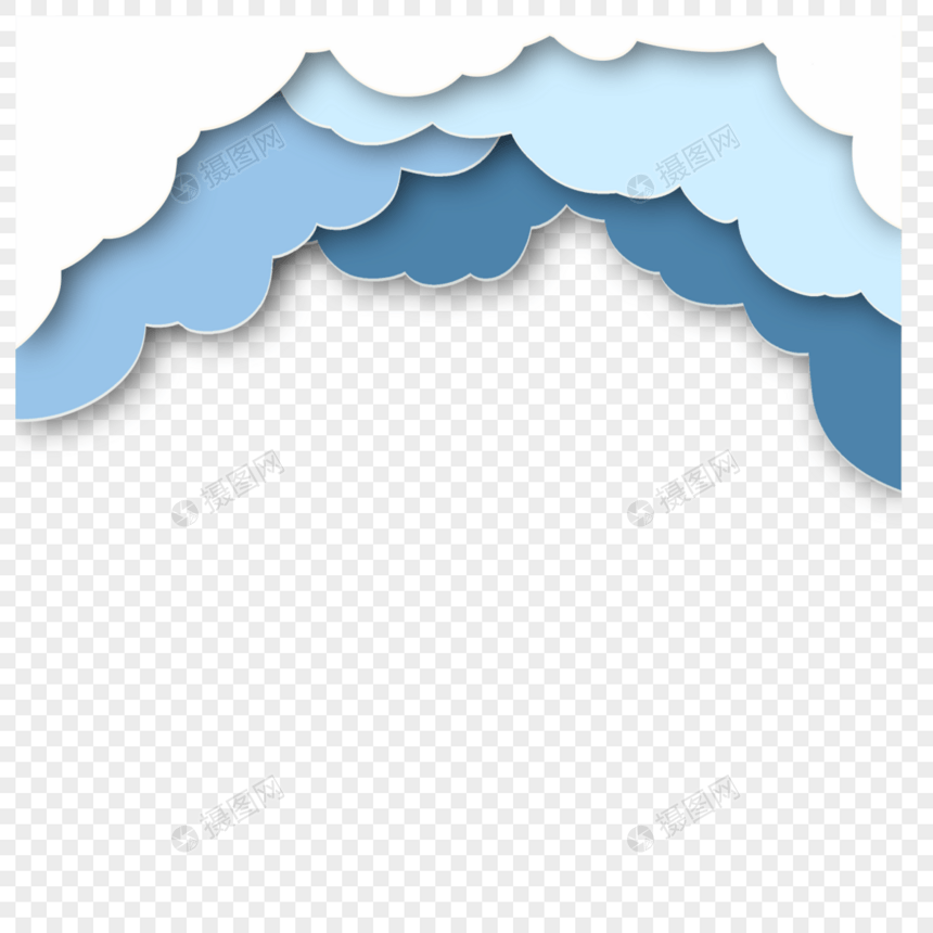 云朵剪纸蓝色白云图片