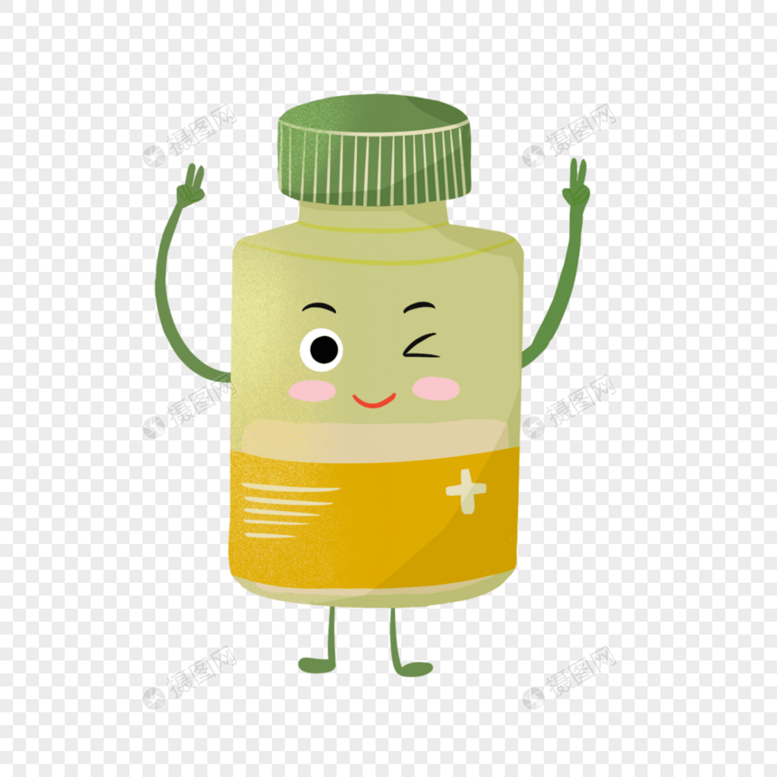 卡通药品健康绿色医学黄色新型冠状疫苗图片