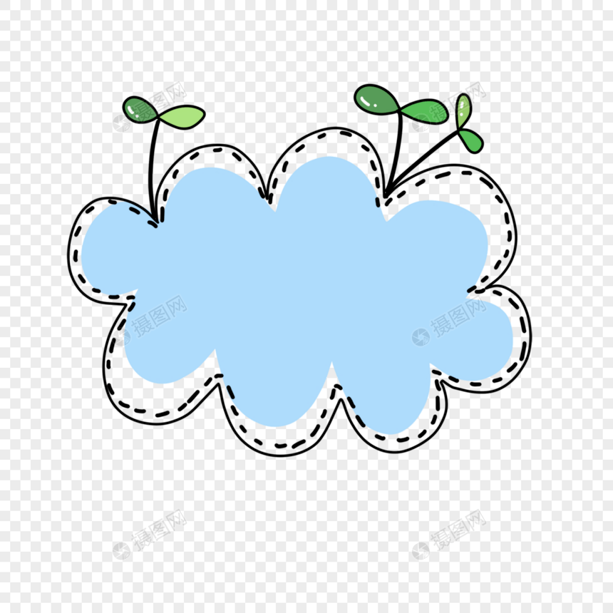 可爱蓝色云朵线条边框图片