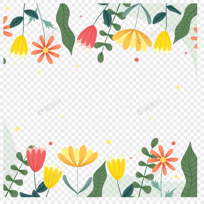 春季花卉植物边框图片