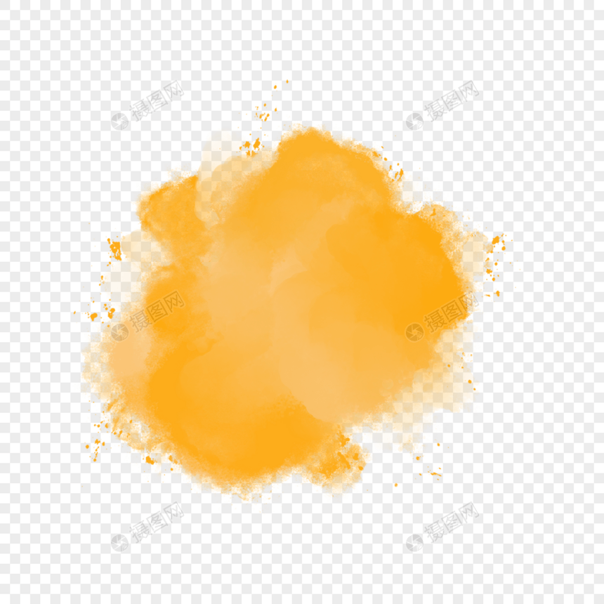 笔触晕染不规则形状水彩橙色图片