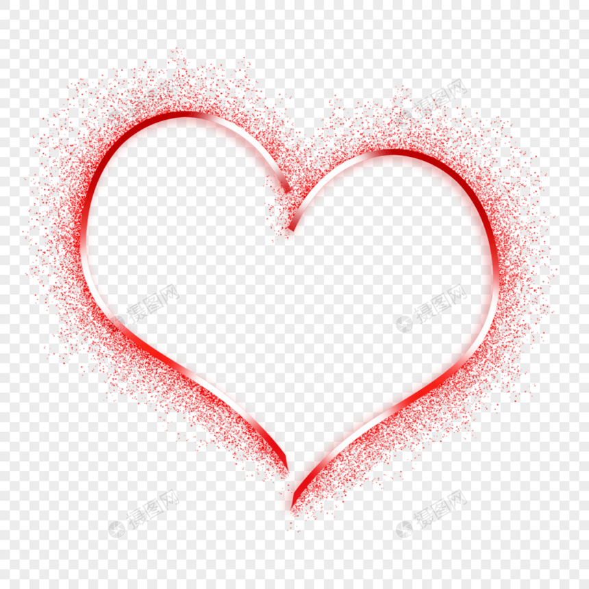红色爱心心形金粉光效边框图片