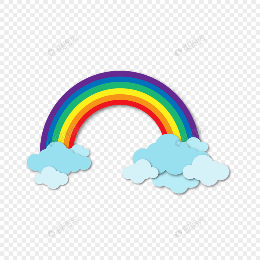 可爱剪纸风格彩虹云朵天气图片