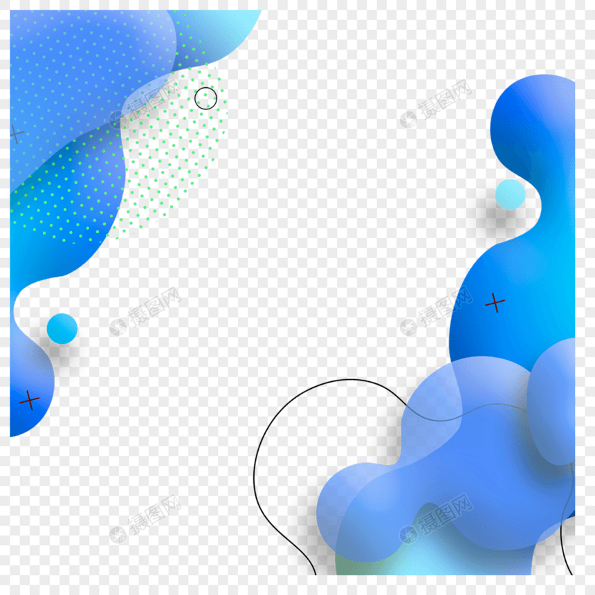 蓝色sns抽象流体边框图片