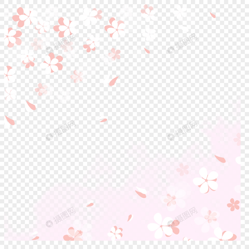 粉色飘落的春季樱花边框图片