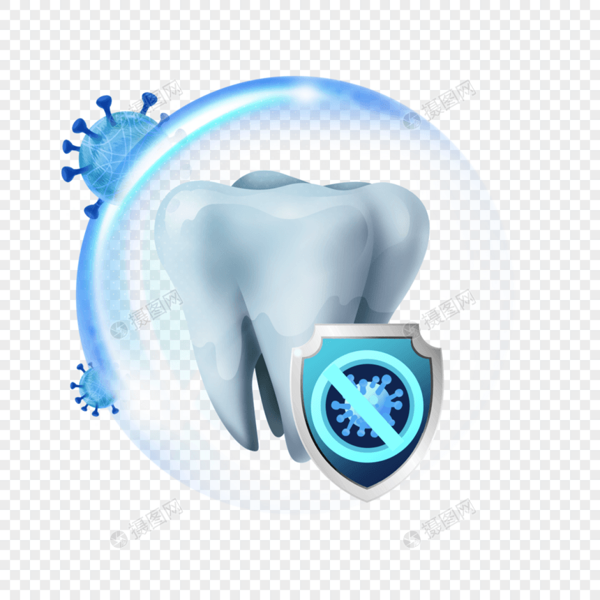 蓝色闪亮防护细菌光效牙齿健康图片