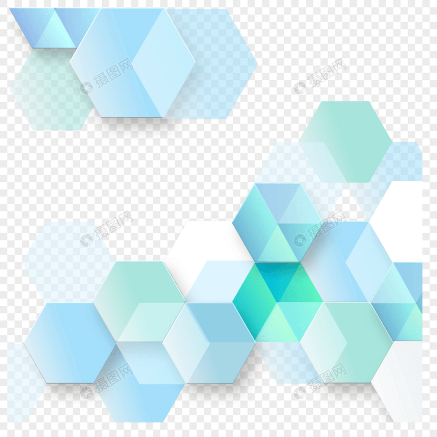 蓝色几何抽象五彩边框图片