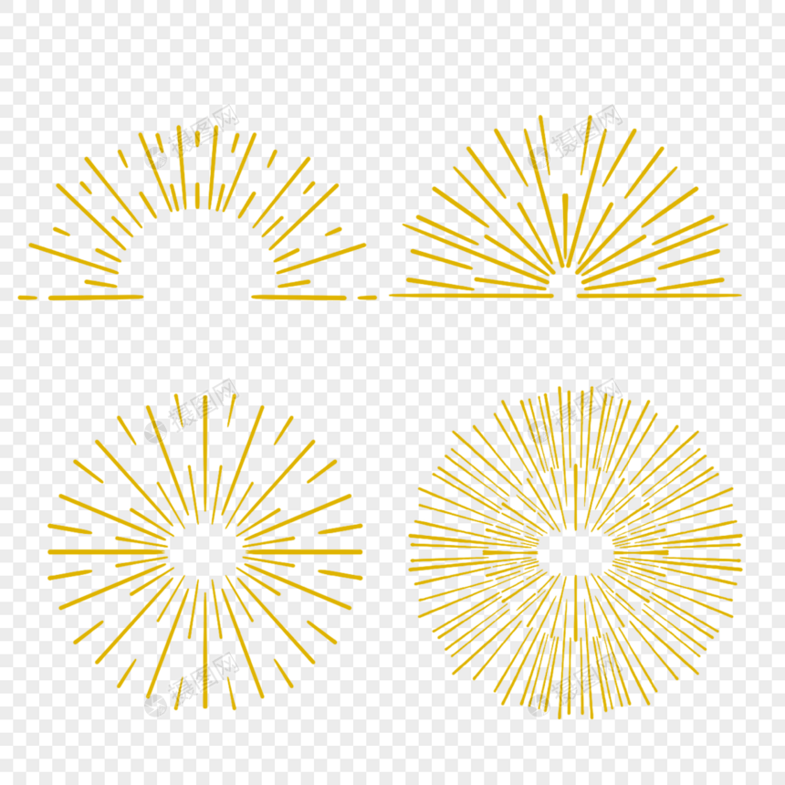 黄色创意半圆线太阳纹图片