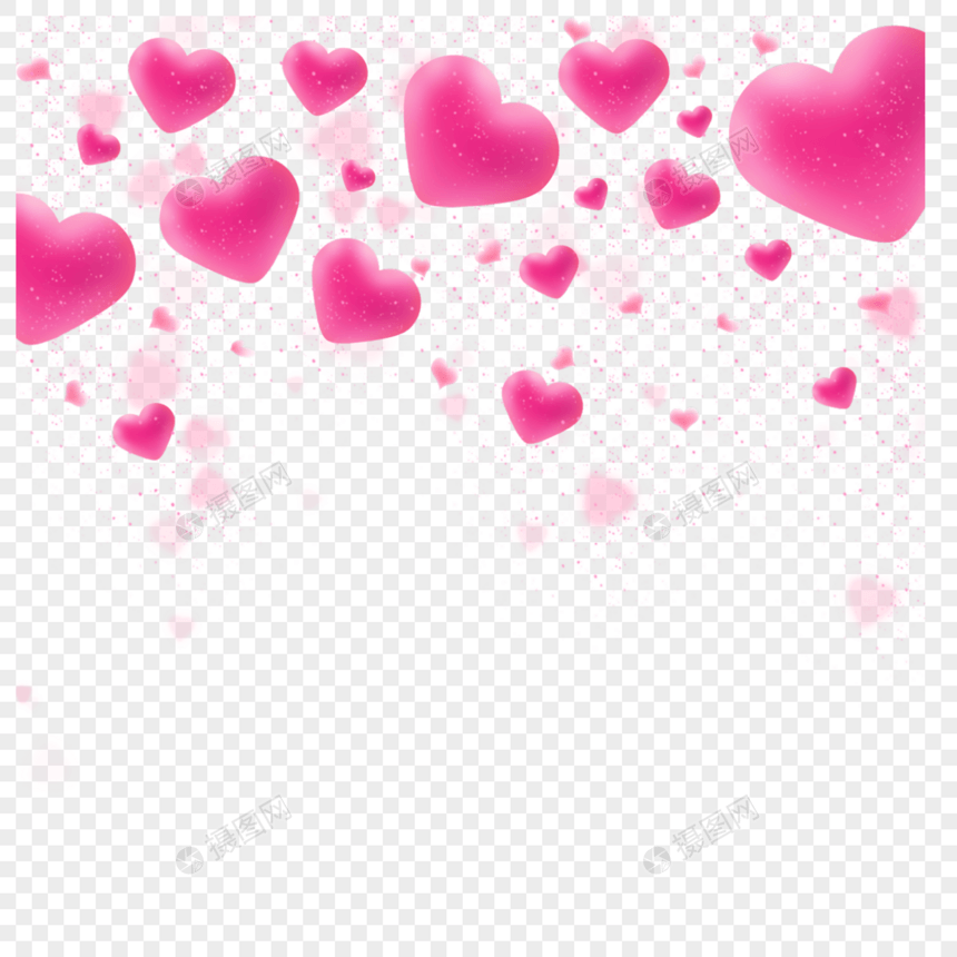质感粉色爱心情人节渐变光效爱心边框图片