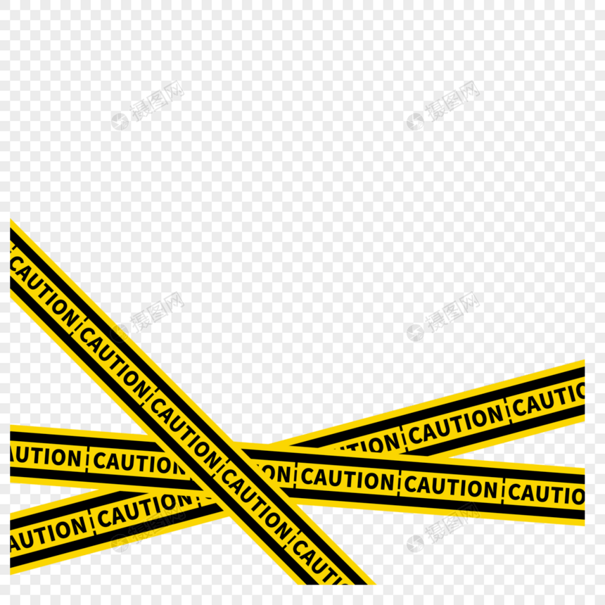 警戒线黄色警告边框图片