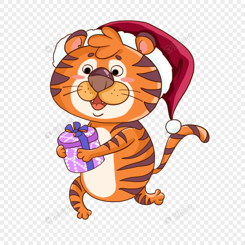 新年2022年卡通圣诞节老虎图片