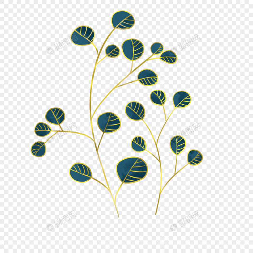 圆形光效金线植物花卉叶子图片