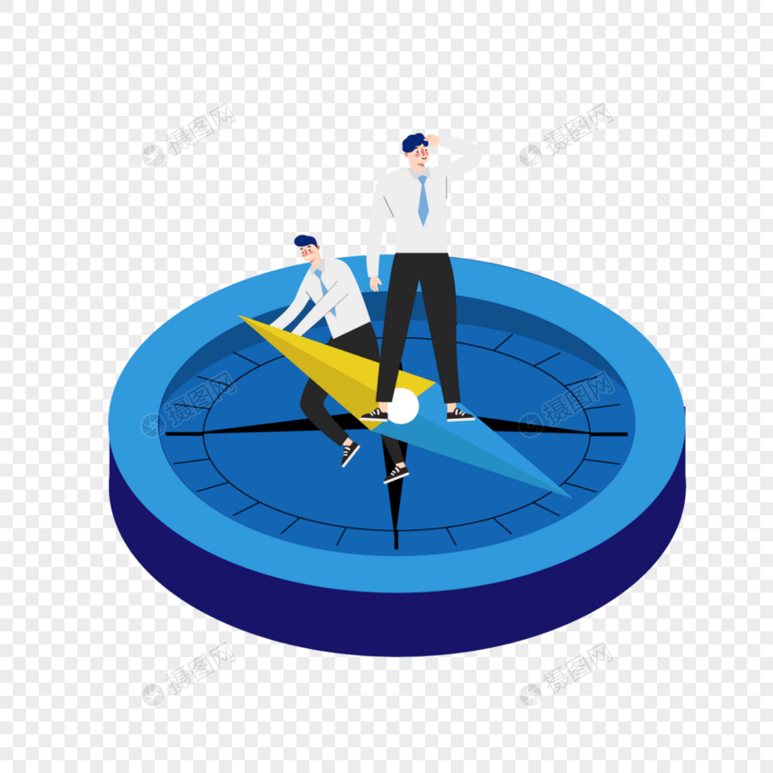 蓝色指南针领导理念人物概念插图图片