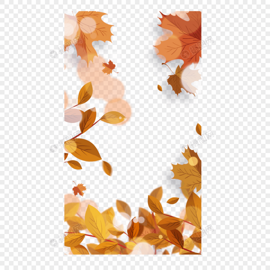 秋季光效金色树叶故事边框图片