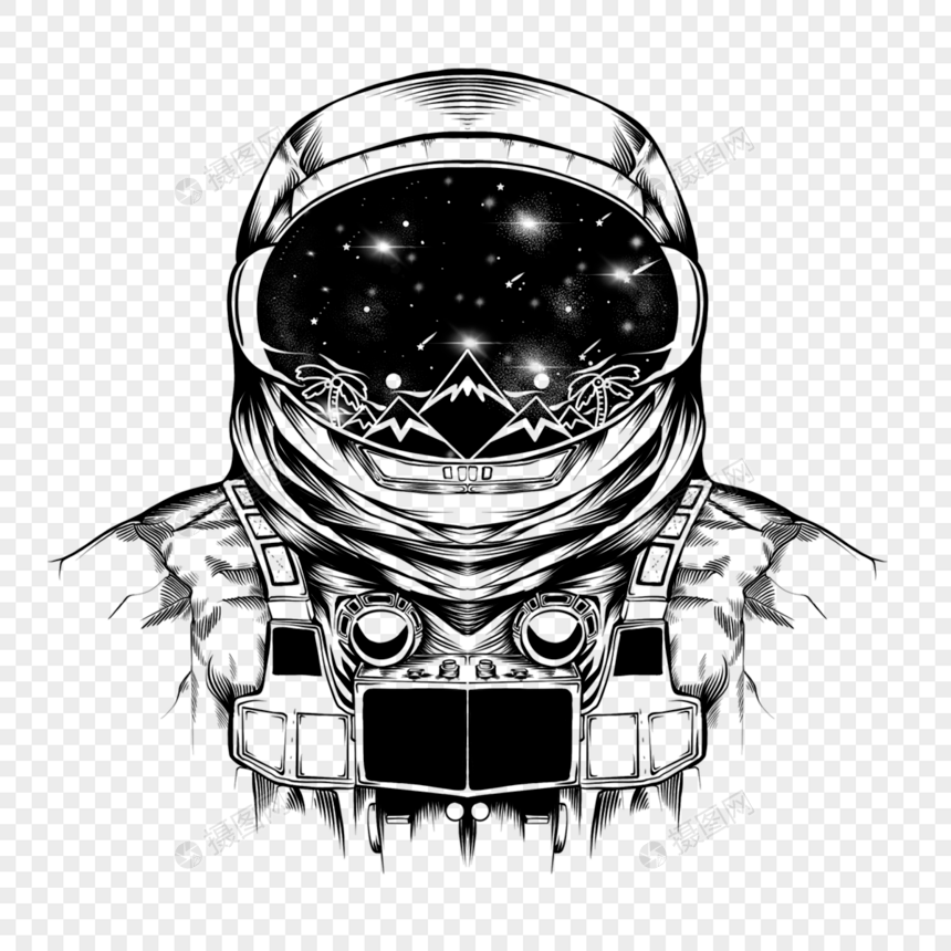 太空宇航员黑白图片