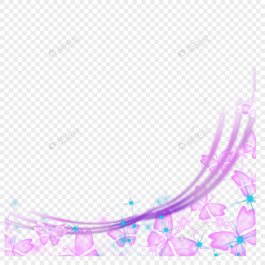 紫色光效蝴蝶边框美丽飞舞图片