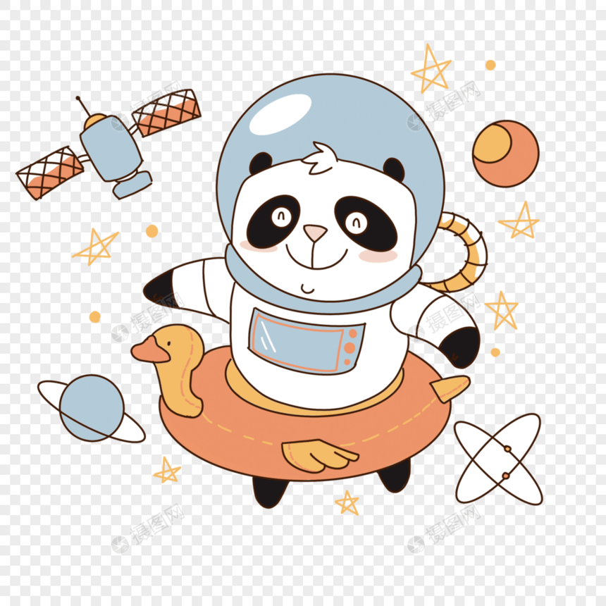 卡通熊猫宇宙动物宇航员图片