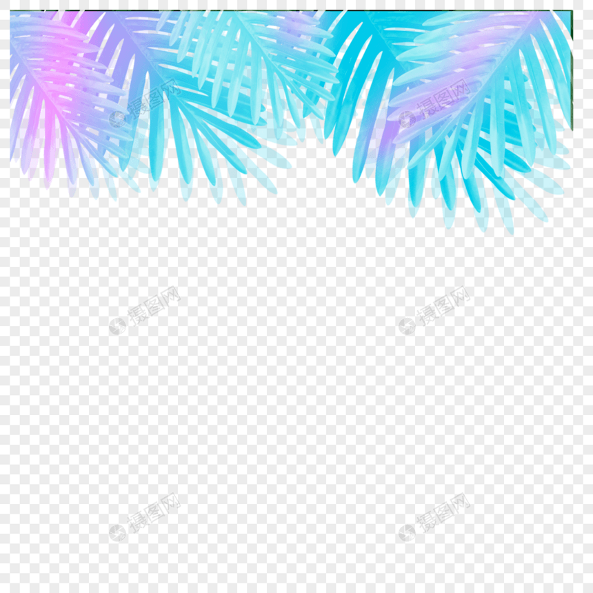 水彩霓虹树叶装饰图案图片