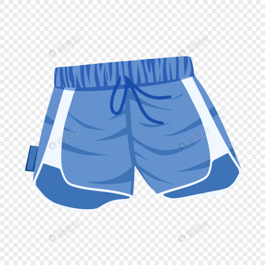 蓝色运动短裤平面插图图片