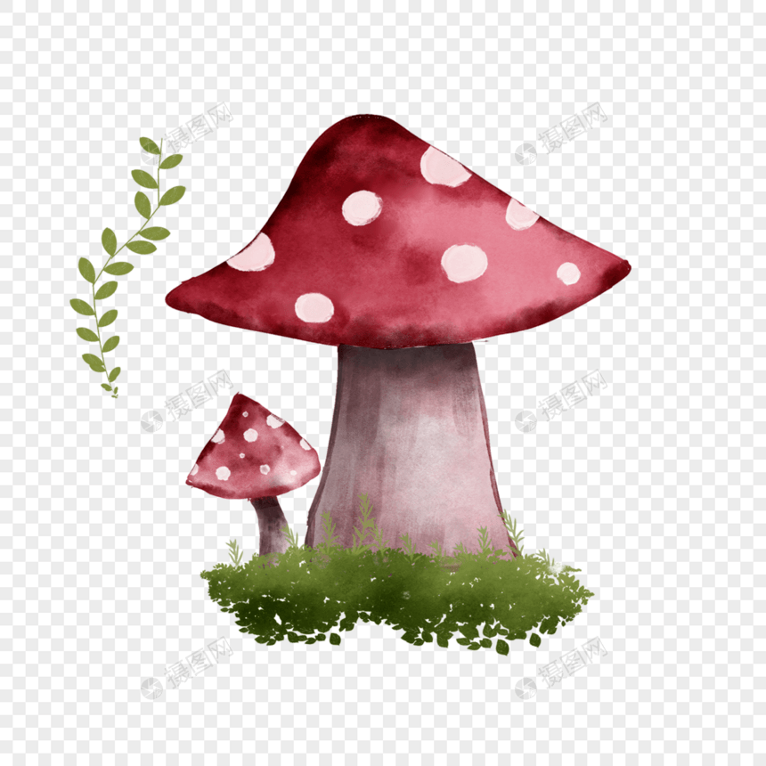 水彩童话蘑菇植物红色图片