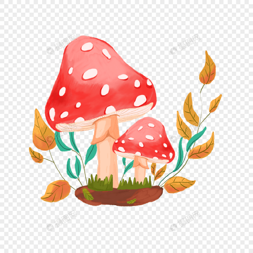 水彩艺术风格蘑菇图片