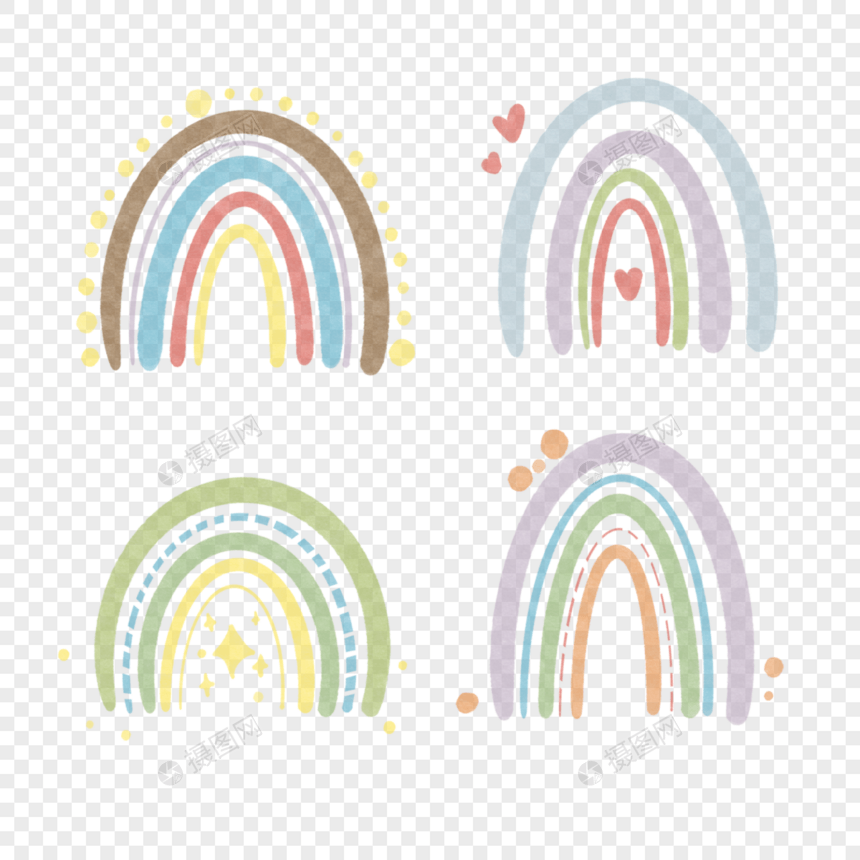 彩虹水彩波西米亚风格图片