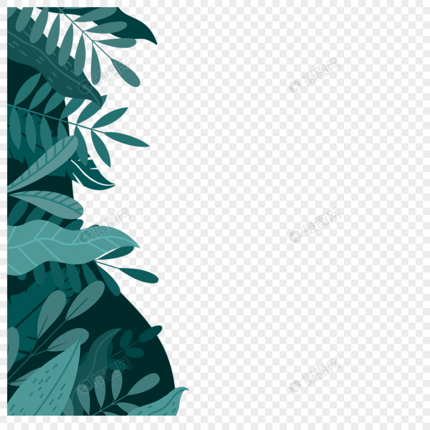 绿色热带棕榈树植物叶子边框图片