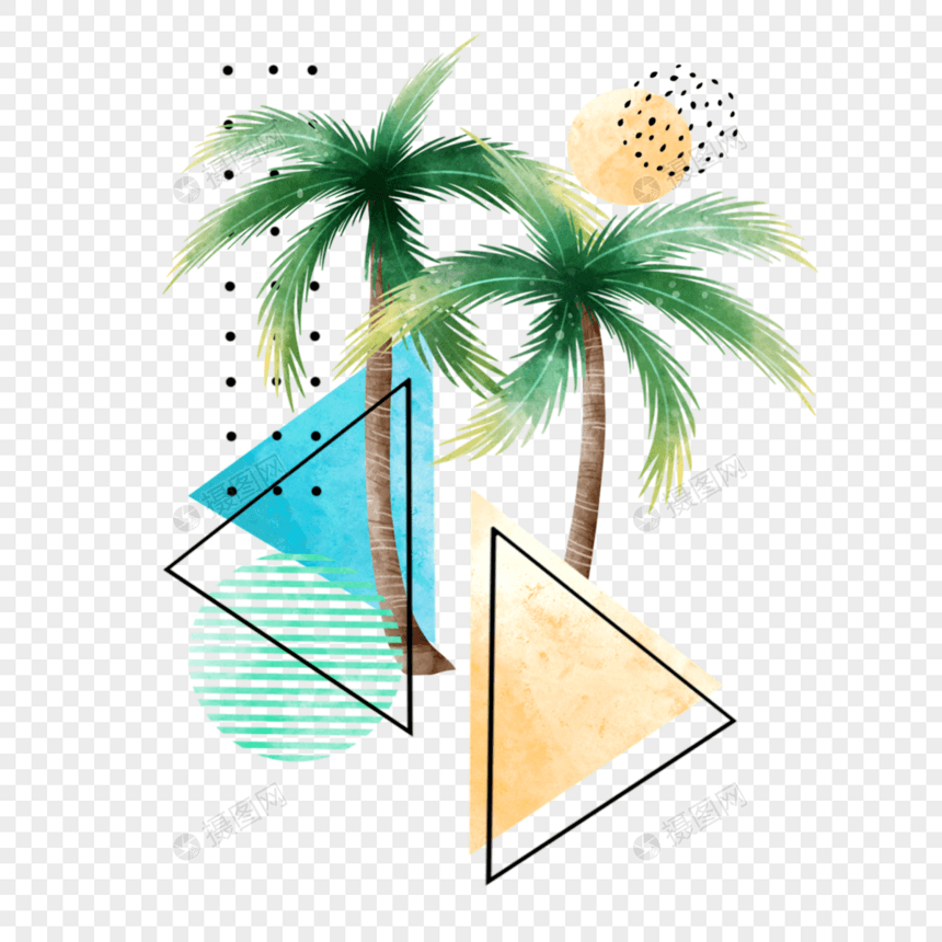 几何水彩棕榈树图片