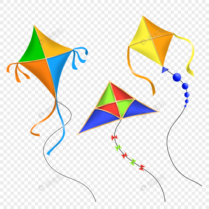 卡通飞翔彩色风筝组合图片