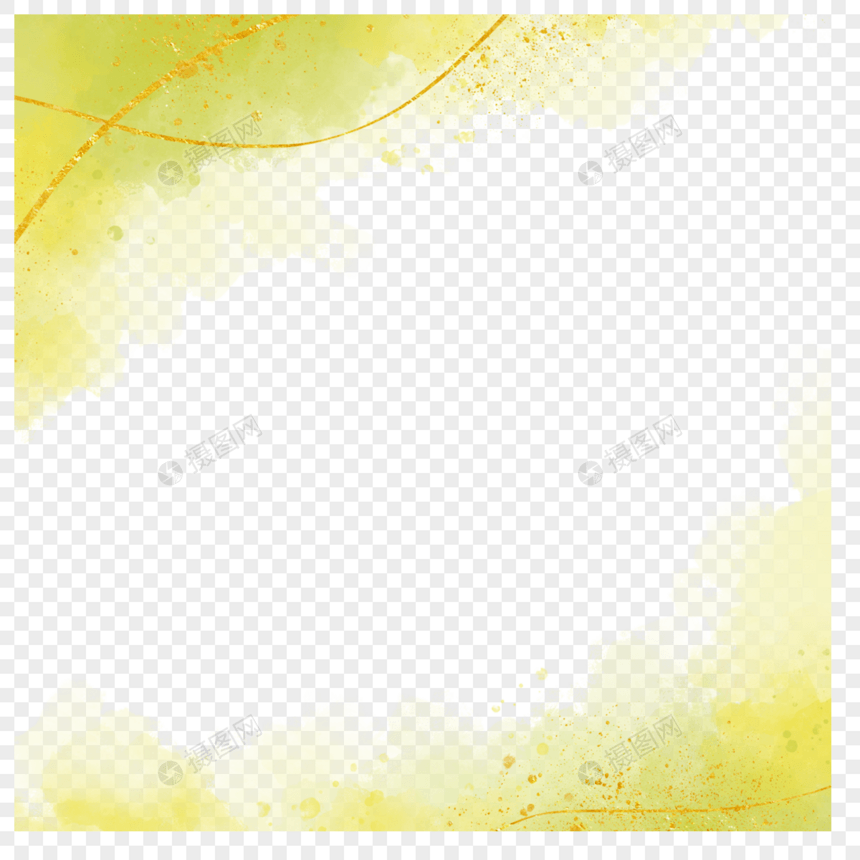 姜黄色晕染水彩边框图片