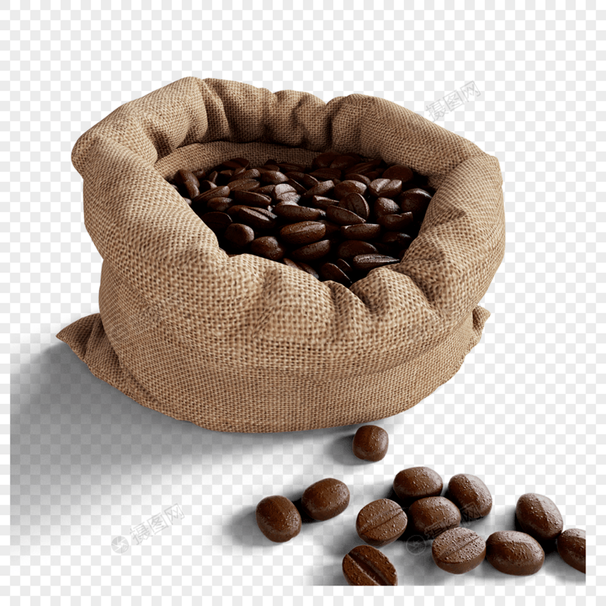 装满咖啡豆的袋子图片